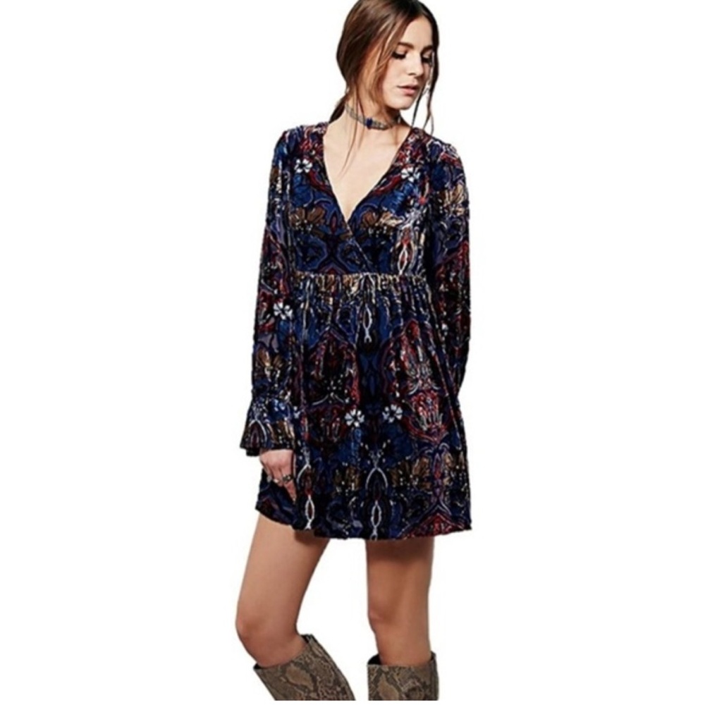 Free People Velvet Mystic Charm Babydoll Dress Size S